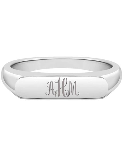 Thin Flat Signet Size 4-7 Kids / Teen Ring Engravable - Sterling Silver